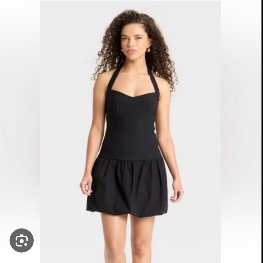 NWT Wild Fable Black Halter Bubble Mini Dress Medium